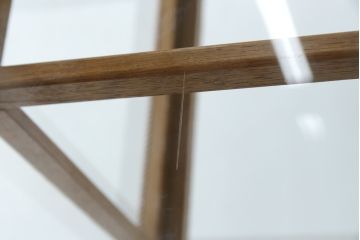 和製アンティーク　大正ロマン　縄目モールの素敵なナラ材製縦型ガラスケース(ショーケース、陳列棚、飾り棚、キャビネット、キュリオケース、店舗什器)(R-063817)
