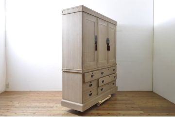 中古　最高級!!　特注!!　伝統工芸士　田澤謙介作　収納力抜群!分厚い桐材の組み立て式加茂総桐箪笥(桐たんす、衣装箪笥、着物箪笥、収納箪笥、和タンス、引き出し、バラ売り可能)(定価約300万円)(R-063818)