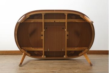 イギリスビンテージ　北欧スタイルのお部屋作りにおすすめのオーバルエクステンションテーブル(拡張式ダイニングテーブル、4人掛け、4P、6人掛け、6P、ラウンドテーブル、ヴィンテージ)(R-063829)