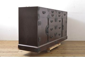 中古　美品　筑後民芸　上質な和の雰囲気を高めるサイドボード(戸棚、収納箪笥、整理箪笥、収納箪笥、サイドチェスト、引き出し、和箪笥、和たんす、和タンス)(R-063843)