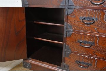中古　美品　筑後民芸　上質な和の雰囲気を高めるサイドボード(戸棚、収納箪笥、整理箪笥、収納箪笥、サイドチェスト、引き出し、和箪笥、和たんす、和タンス)(R-063843)