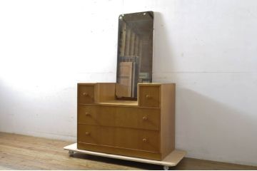 イギリスビンテージ　オースティン社(Austinsuite)　オーク材　シンプルなデザインがお部屋に馴染みやすいドレッシングチェスト(ドレッサー、ミラー、鏡台、化粧台、ヴィンテージ)(R-063848)