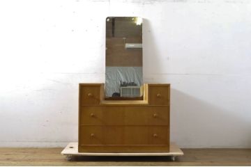 イギリスビンテージ　オースティン社(Austinsuite)　オーク材　シンプルなデザインがお部屋に馴染みやすいドレッシングチェスト(ドレッサー、ミラー、鏡台、化粧台、ヴィンテージ)(R-063848)