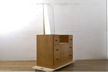 イギリスビンテージ　オースティン社(Austinsuite)　オーク材　シンプルなデザインがお部屋に馴染みやすいドレッシングチェスト(ドレッサー、ミラー、鏡台、化粧台、ヴィンテージ)(R-063848)