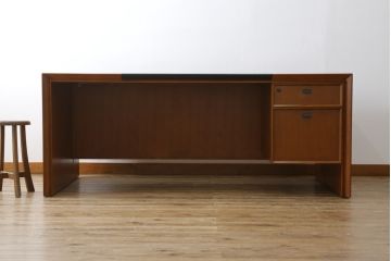 中古　美品　CONDE HOUSE(カンディハウス)　ナラ材　スタイリッシュなデザインが魅力の大型デスク(片袖机、ワークデスク、在宅用、在宅ワーク用、オフィスデスク)(定価約65万円)(R-063850)