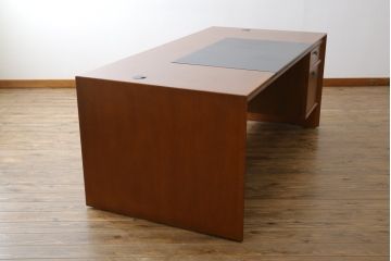 中古　美品　CONDE HOUSE(カンディハウス)　ナラ材　スタイリッシュなデザインが魅力の大型デスク(片袖机、ワークデスク、在宅用、在宅ワーク用、オフィスデスク)(定価約65万円)(R-063850)