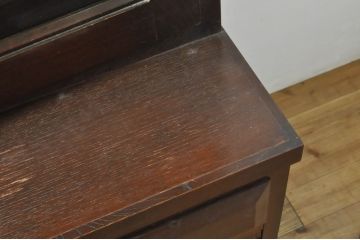 和製ビンテージ　高級品!!　重厚な佇まいが魅力!!　欅(ケヤキ)材の二段重ね食器棚(キャビネット、カップボード、飾り棚、収納棚、戸棚、引き出し、ヴィンテージ)(R-063856)