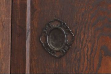 和製アンティーク　前面欅(ケヤキ)材　和モダンなお部屋づくりに取り入れたい関東水屋箪笥(食器棚、戸棚、収納棚、キャビネット)(R-063862)