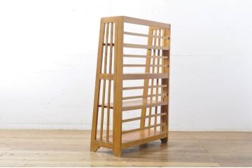 和製アンティーク　希少　珍品!　折り畳み式　見せる収納を楽しめる本棚(オープンラック、飾り棚、書棚、収納棚、ブックシェルフ)(R-063866)