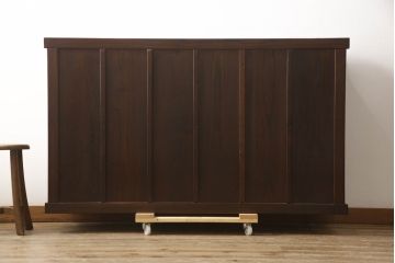 中古　美品　ニレ材　和の空間に取り入れたいシックな水屋箪笥サイドボード(キャビネット、食器棚、戸棚、収納棚)(R-063868)