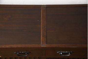 中古　美品　ニレ材　和の空間に取り入れたいシックな水屋箪笥サイドボード(キャビネット、食器棚、戸棚、収納棚)(R-063869)