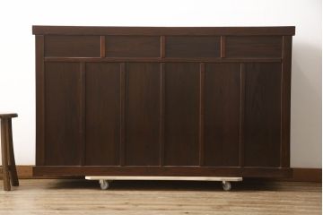 中古　美品　ニレ材　和の空間に取り入れたいシックな水屋箪笥サイドボード(キャビネット、食器棚、戸棚、収納棚)(R-063869)