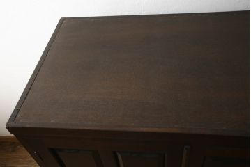 中古　松本民芸家具　当店リメイク　洋服タンス　シックな大人空間を演出してくれる収納棚(靴箱、下駄箱、ワードローブ、戸棚、キャビネット、ワードローブ)(R-063871)