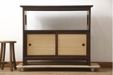 中古　美品　松本民芸家具　#221型　上質な和の空間を演出するくず布茶タンス(飾り棚、茶棚)(定価約37万4千円)(R-063874)