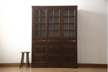 中古　美品　松本民芸家具　和モダンな佇まいが美しいG-III型面取り食器棚(収納棚、戸棚、キャビネット、カップボード)(定価約83万円)(R-063876)