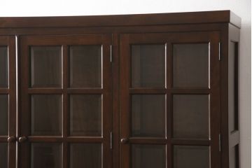 中古　美品　松本民芸家具　和モダンな佇まいが美しいG-III型面取り食器棚(収納棚、戸棚、キャビネット、カップボード)(定価約83万円)(R-063876)