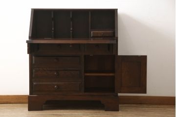 中古　北海道民芸家具　上質な作りが魅力のライティングビューロー(机、在宅ワーク用デスク、ワークデスク、引き出し)(定価約34万円)(R-063877)