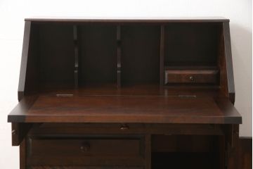 中古　北海道民芸家具　上質な作りが魅力のライティングビューロー(机、在宅ワーク用デスク、ワークデスク、引き出し)(定価約34万円)(R-063877)