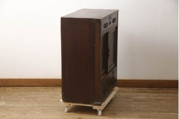 和製アンティーク　前面欅(ケヤキ)材　小振りなサイズ感が魅力の二本松帳場箪笥(収納箪笥、時代箪笥、サイドキャビネット、収納棚、戸棚)(R-063880)