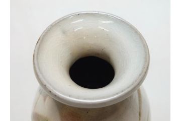 十三代　中里太郎右衛門　唐津焼　叩き唐津絵粉引　辰砂　笹文　徳利(共箱付き、とっくり、酒器、和食器)(R-063903)