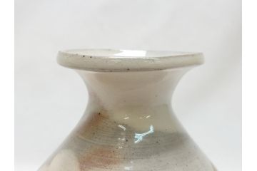 十三代　中里太郎右衛門　唐津焼　叩き唐津絵粉引　辰砂　笹文　徳利(共箱付き、とっくり、酒器、和食器)(R-063903)