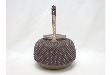 純銀製　玉露湯沸　銀瓶　茶道具(急須、煎茶道具、共箱付き、重量約1.18kg)(R-063905)