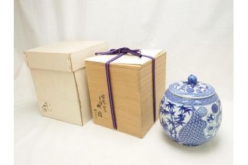 宮川香斎(真葛香斎)　祥瑞ねち　芋頭　水指(共箱付き、茶道具、)(R-063909)