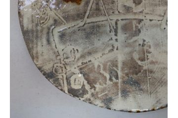 人間国宝　田村耕一　刻　梅文　陶板(共箱付き、和食器)(R-063924)