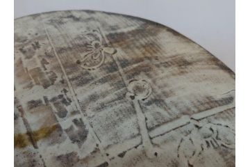 人間国宝　田村耕一　刻　梅文　陶板(共箱付き、和食器)(R-063924)