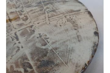 人間国宝　田村耕一　刻　梅文　陶板(共箱付き、和食器)(R-063924)