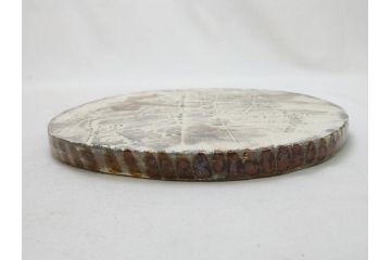 人間国宝　田村耕一　刻　梅文　陶板(共箱付き、和食器)(R-063924)