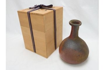 中里隆　唐津南蛮細?花入(共箱付き、花瓶、花器、花生)(R-063926)