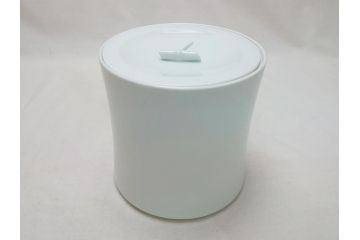 人間国宝　井上萬二作　白磁　彫文　水指(共箱付き、茶道具)(R-063927)
