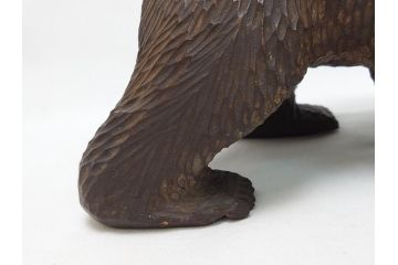 アイヌ　ガラス目　銘無し　木彫りの熊(ディスプレイ、置物、くま、クマ)(R-063928)