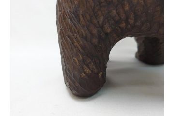 アイヌ　ガラス目　銘無し　木彫りの熊(ディスプレイ、置物、くま、クマ)(R-063928)