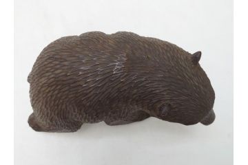 アイヌ　ガラス目　銘無し　木彫りの熊(ディスプレイ、置物、くま、クマ)(R-063928)