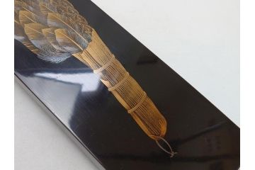 明治〜大正　時代物　蒔絵短冊入　漆器(共箱付き、短冊5枚付)(R-063929)