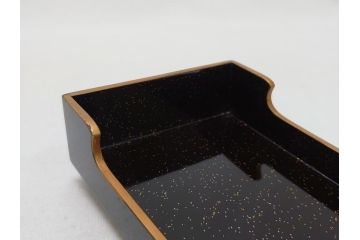明治〜大正　時代物　蒔絵短冊入　漆器(共箱付き、短冊5枚付)(R-063929)