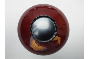 明治〜大正　輪島塗　花蝶　蒔絵　漆器　吸物椀10客(共箱付き、お椀)(R-063930)