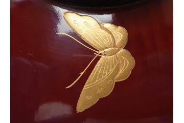 明治〜大正　輪島塗　花蝶　蒔絵　漆器　吸物椀10客(共箱付き、お椀)(R-063930)