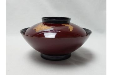 明治〜大正　輪島塗　花蝶　蒔絵　漆器　吸物椀10客(共箱付き、お椀)(R-063930)