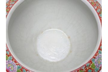 特大!　鮮やかな十錦手火鉢　蝶の図　花蝶文(鉢カバー、メダカ鉢、めだか)(R-063932)