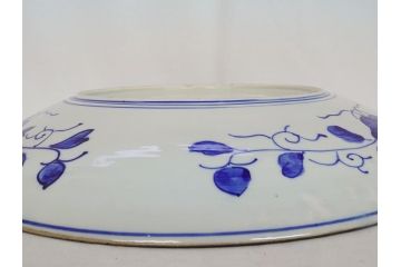 江戸期　古伊万里　色絵　山水　花　獅子　1尺5寸　約47cm　大皿(共箱付き、和食器、和皿、一尺五寸)(R-063934)