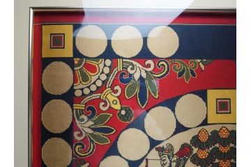龍村平蔵　謹模　四天王獅猟紋様錦　国宝法隆寺蔵(約86.5cm×74.5cm、額装、タペストリー)(R-063935)