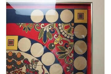 龍村平蔵　謹模　四天王獅猟紋様錦　国宝法隆寺蔵(約86.5cm×74.5cm、額装、タペストリー)(R-063935)
