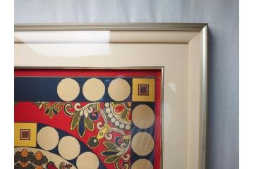 龍村平蔵　謹模　四天王獅猟紋様錦　国宝法隆寺蔵(約86.5cm×74.5cm、額装、タペストリー)(R-063935)