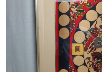 龍村平蔵　謹模　四天王獅猟紋様錦　国宝法隆寺蔵(約86.5cm×74.5cm、額装、タペストリー)(R-063935)