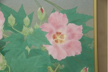 画家　森田りえ子　Rieko MORITA　12号　朝の月　日本画　共箱　共シール(絵画)(R-063942)
