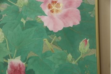 画家　森田りえ子　Rieko MORITA　12号　朝の月　日本画　共箱　共シール(絵画)(R-063942)
