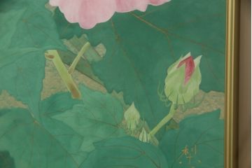 画家　森田りえ子　Rieko MORITA　12号　朝の月　日本画　共箱　共シール(絵画)(R-063942)